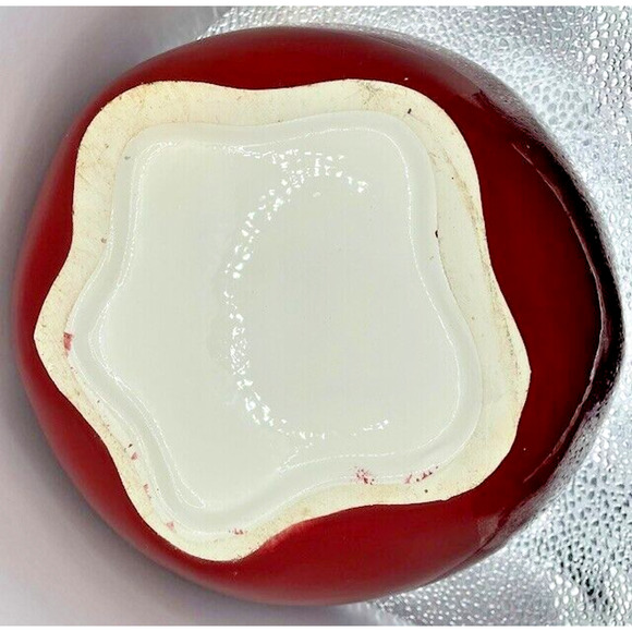 Vintage Ceramic Red Apple Cookie Jar With Lid 8" x 6.5" - Picture 6 of 13